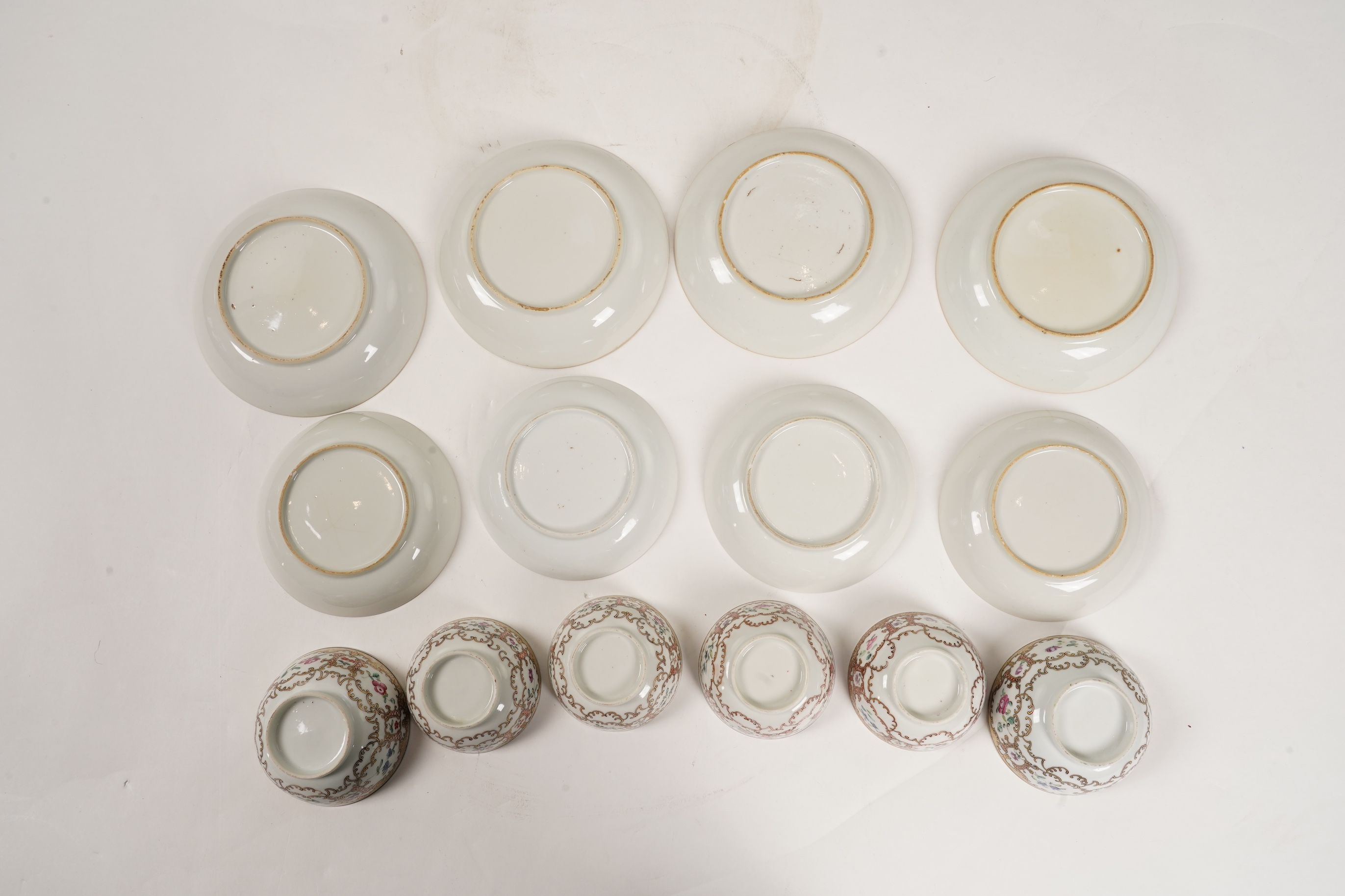 A Chinese famille rose part tea set, Qianlong period